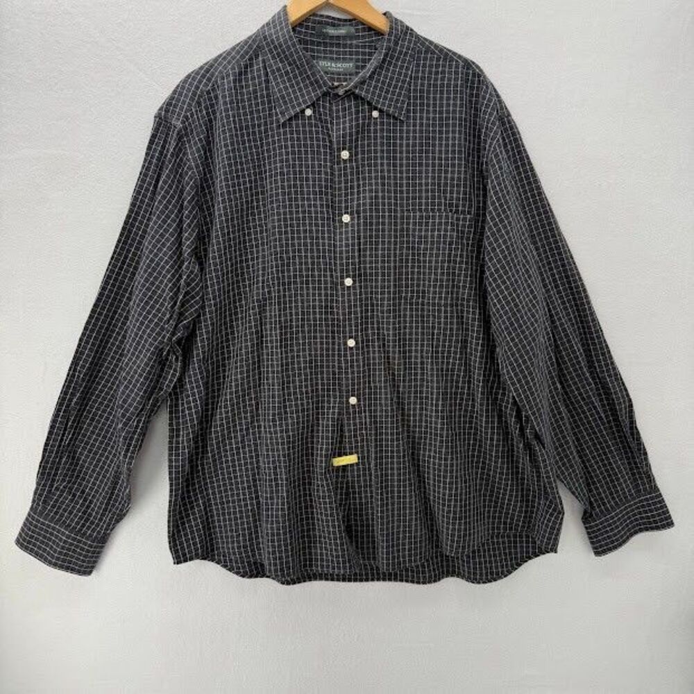 Men's Lyle & Scott Scotland Button Down Shirt XXL Heathered‎ Yarns Gray Plaid